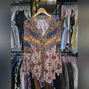 Umgee Vibrant Patterned Blouse